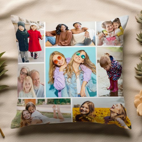 Create Your Own 8 Photo Collage Throw Pillow
