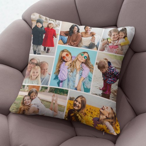 Create Your Own 8 Photo Collage Throw Pillow