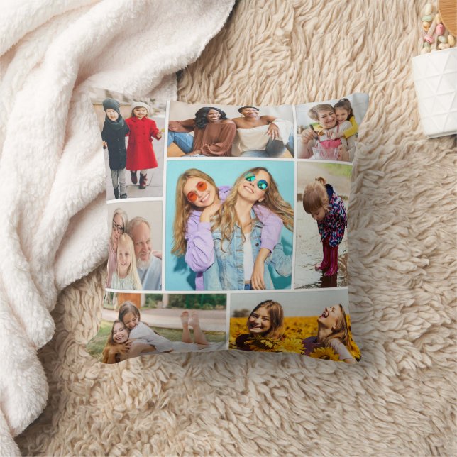 Create Your Own 8 Photo Collage Throw Pillow (Blanket)
