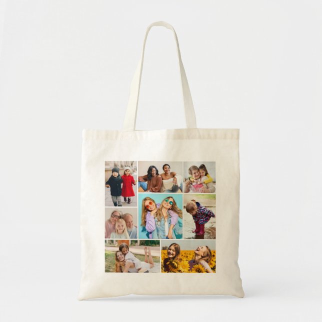 Create Your Own 8 Photo Collage Tote Bag (Front)