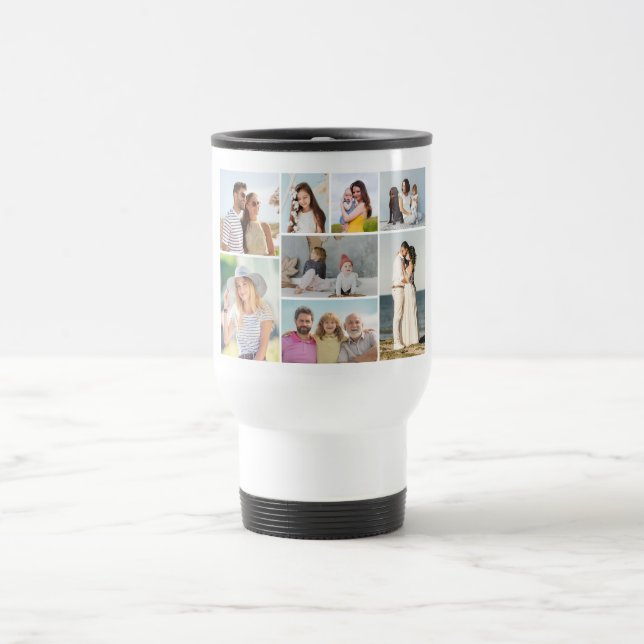 Create Your Own 8 Photo Collage  Travel Mug (Center)
