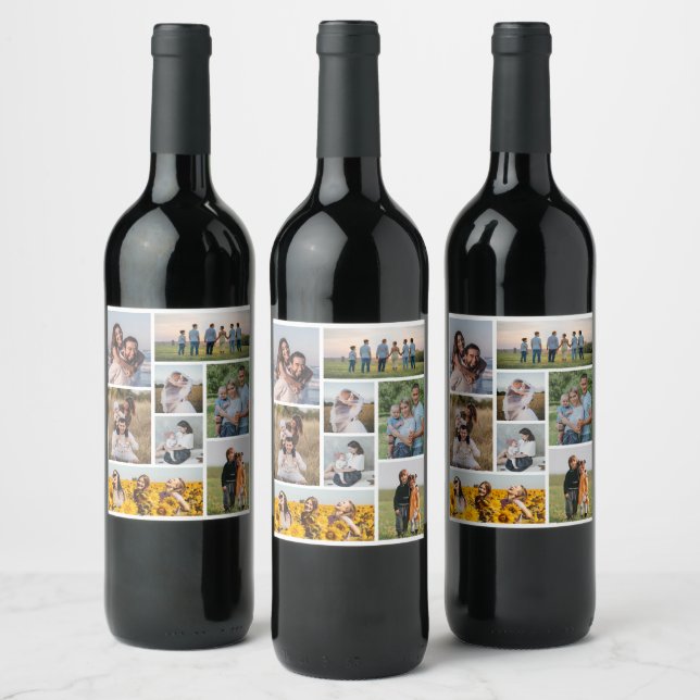 Create Your Own 8 Photo Collage Wine Label (Bottles)