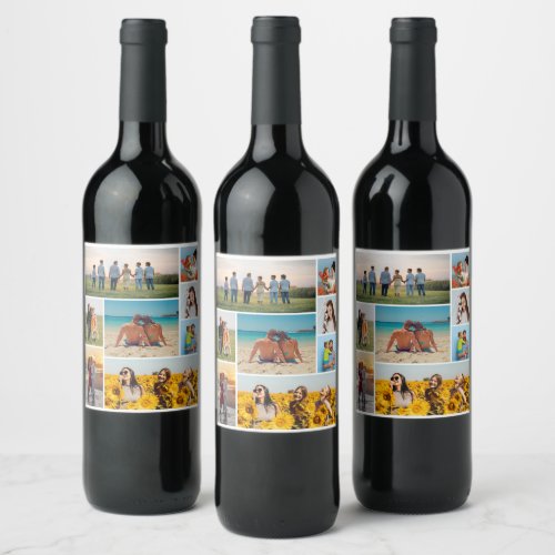 Create Your Own 8 Photo Collage Wine Label