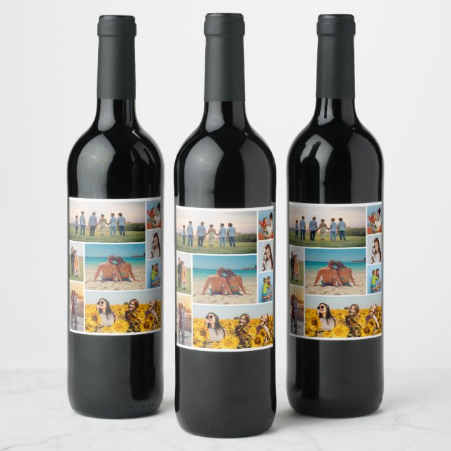 Create Your Own 8 Photo Collage Wine Label (Bottles)