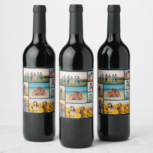 Create Your Own 8 Photo Collage Wine Label
