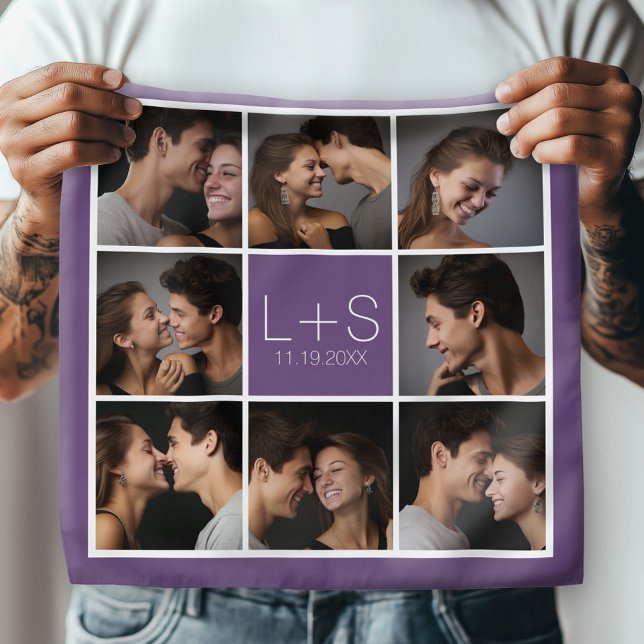 Create Your Own 8 Photo Collage with Monogram Bandana (Custom Photo Bandana)