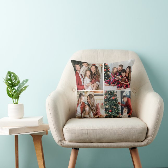 Create Your Own 8 Photo Custom Pic Double Sided Throw Pillow (Chair)