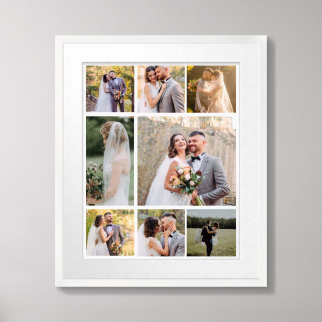 Create Your Own 8 Photo Wedding Collage Framed Art (Framed Front)