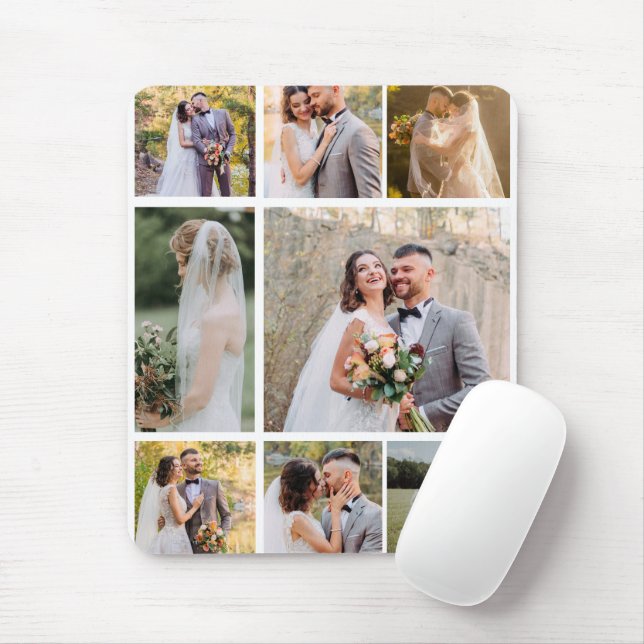 Create Your Own 8 Photo Wedding Collage Mouse Pad (With Mouse)