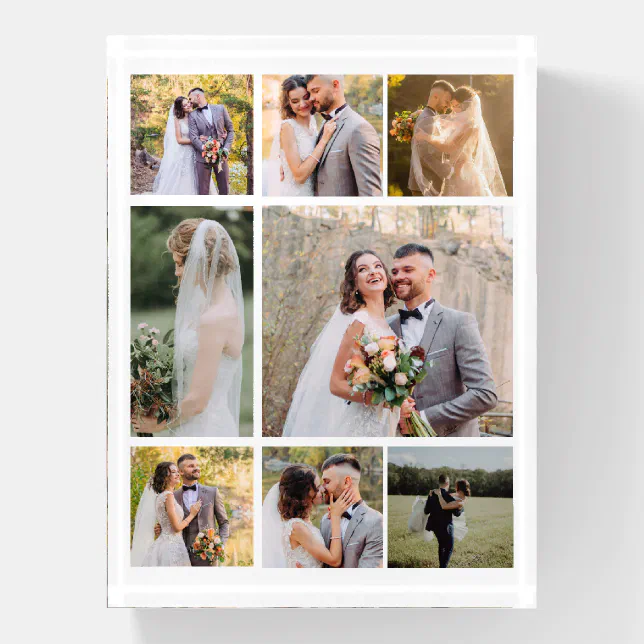 Collage Paperweights Create Your Own 8 Photo Wedding Collage Paperweight | Zazzle