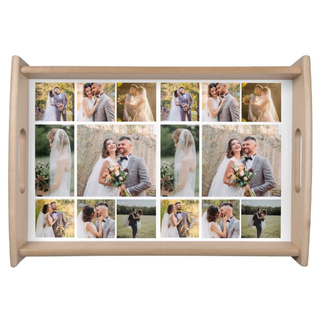 Create Your Own 8 Photo Wedding Collage Serving Tray (Front)