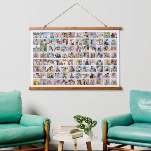 Create Your Own 96 Photo Collage Editable Color Hanging Tapestry