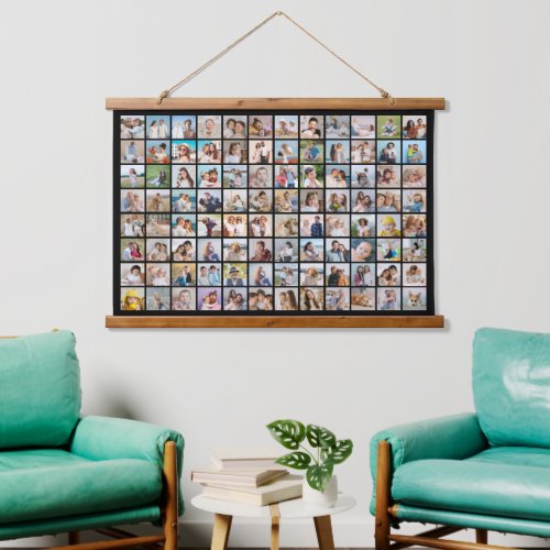 Create Your Own 96 Photo Collage Editable Color Hanging Tapestry