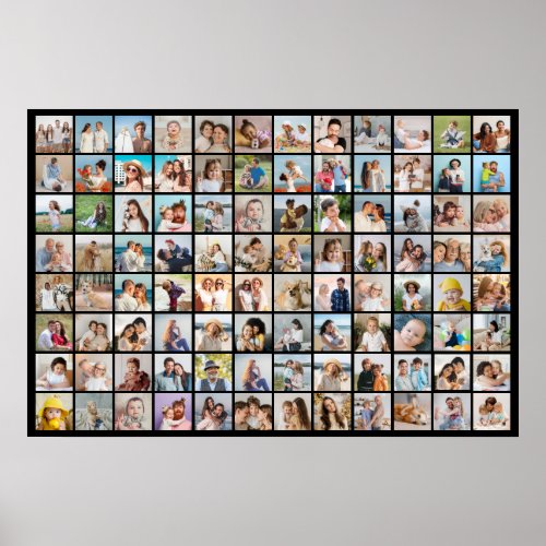 Create Your Own 96 Photo Collage Editable Color Poster