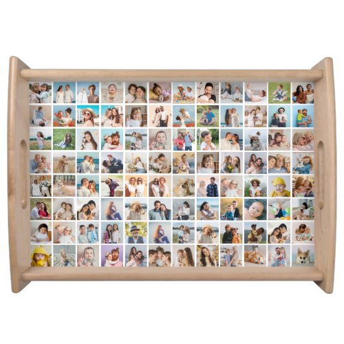 Create Your Own 96 Photo Collage Editable Color Serving Tray
