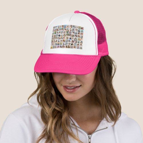 Create Your Own 96 Photo Collage Editable Color Trucker Hat