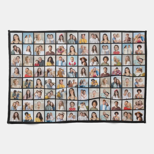 Create Your Own 96 Photo Collage Kitchen Towel (Horizontal)