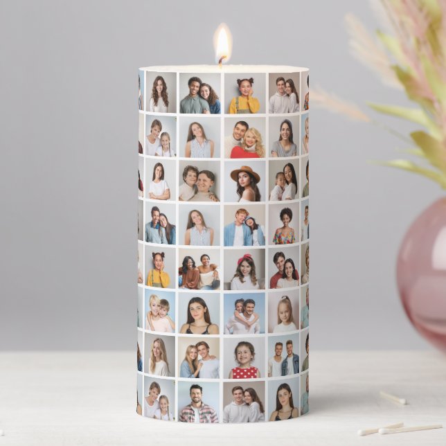 Create Your Own 96 Photo Collage Pillar Candle (In Situ)