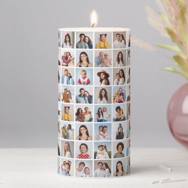 Create Your Own 96 Photo Collage Pillar Candle (In Situ)