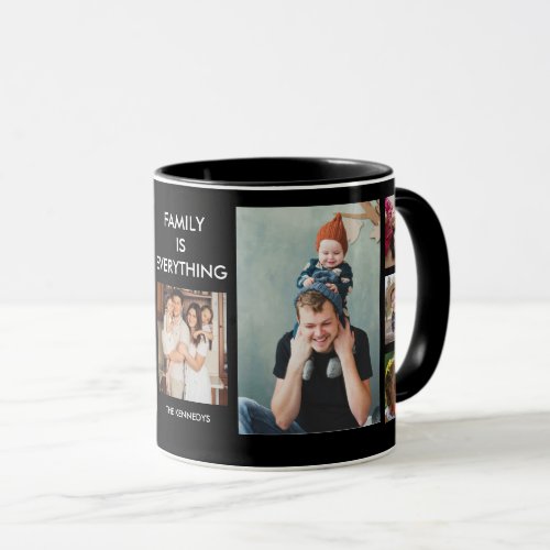 Create Your Own 9 Family Photo Collage Black Mug