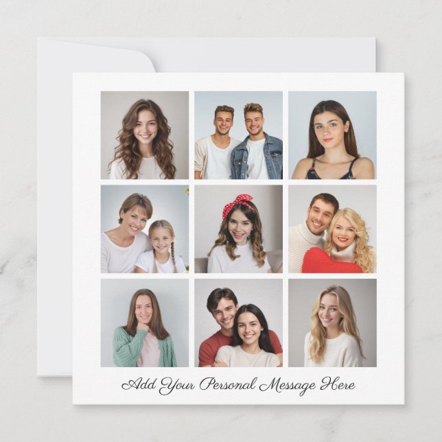 Create Your Own 9 Photo Collage Add Greeting Card (Front)