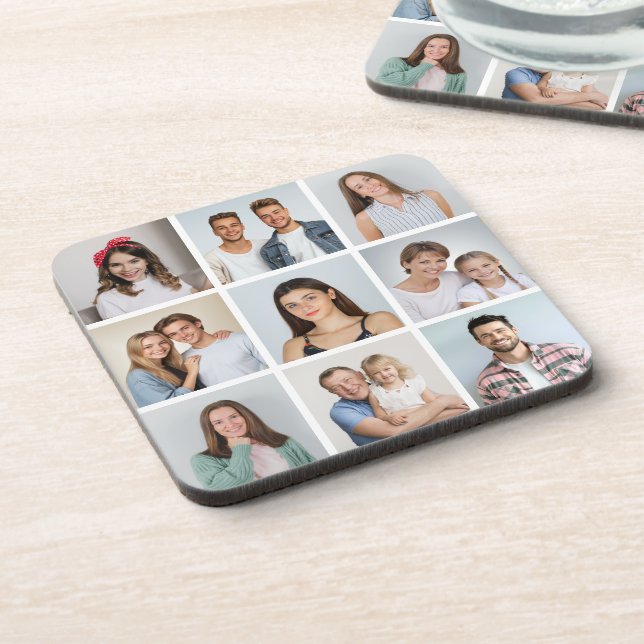 Create Your Own 9 Photo Collage Beverage Coaster (Left Side)