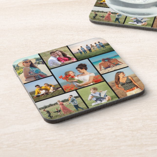 Create Your Own 9 Photo Collage Beverage Coaster (Left Side)