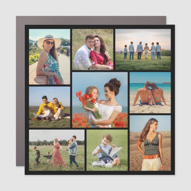 Create Your Own 9 Photo Collage Car Magnet (Front)