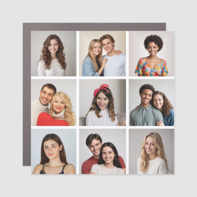 Create Your Own 9 Photo Collage Car Magnet (Front)