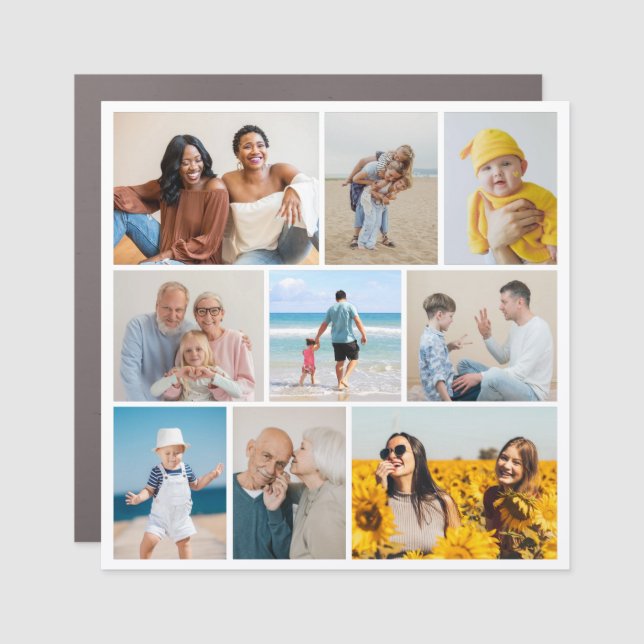 Create Your Own 9 Photo Collage Car Magnet (Front)