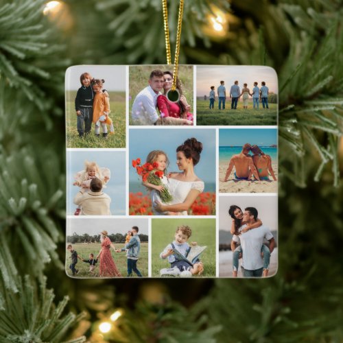 Create Your Own 9 Photo Collage Ceramic Ornament