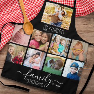 Create Your Own 9 Photo Collage Family Name Black Apron