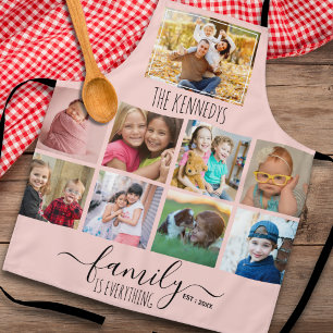 Create Your Own 9 Photo Collage Family Quote Pink Apron