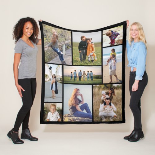 Create Your Own 9 Photo Collage Fleece Blanket