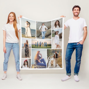 Create Your Own 9 Photo Collage Fleece Blanket