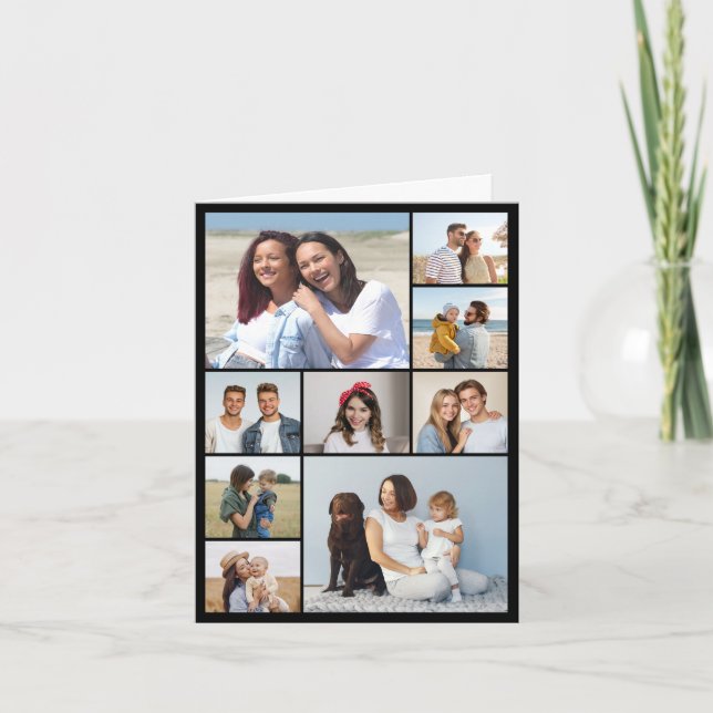 Create Your Own 9 Photo Collage Folded Greeting Card (Front)