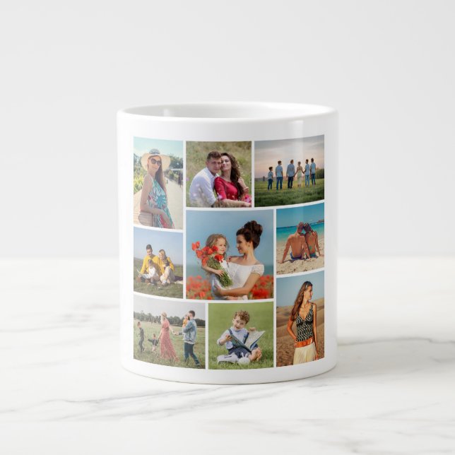 Create Your Own 9 Photo Collage Giant Coffee Mug (Front)