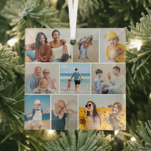 Create Your Own 9 Photo Collage Glass Ornament