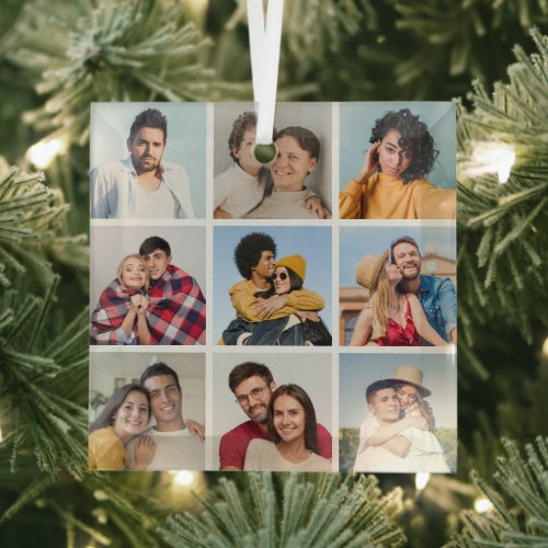 Create Your Own 9 Photo Collage Glass Ornament