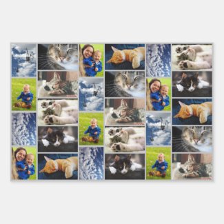 Create Your Own 9 Photo Collage Gray Border Wrapping Paper Sheets
