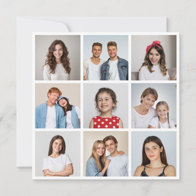 Create Your Own 9 Photo Collage Greeting Card (Front)