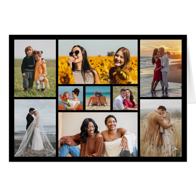 Create Your Own 9 Photo Collage Greeting Card (Front Horizontal)