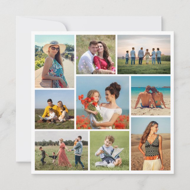 Create Your Own 9 Photo Collage Greeting Card (Front)