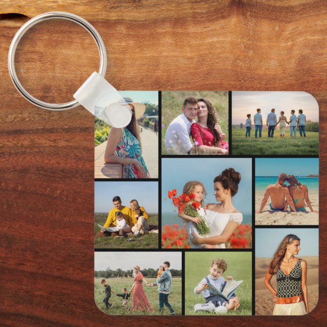 Create Your Own 9 Photo Collage Keychain (Front)