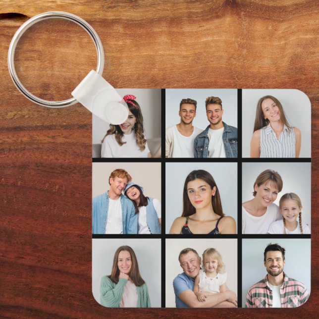 Create Your Own 9 Photo Collage Keychain (Front)