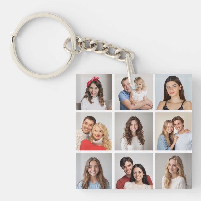 Create Your Own 9 Photo Collage Keychain (Front)