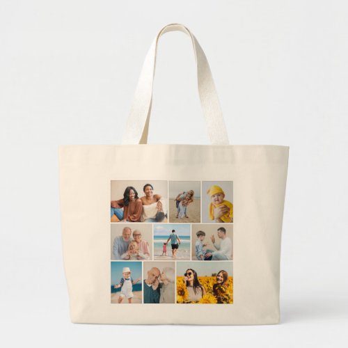 Create Your Own 9 Photo Collage Large Tote Bag