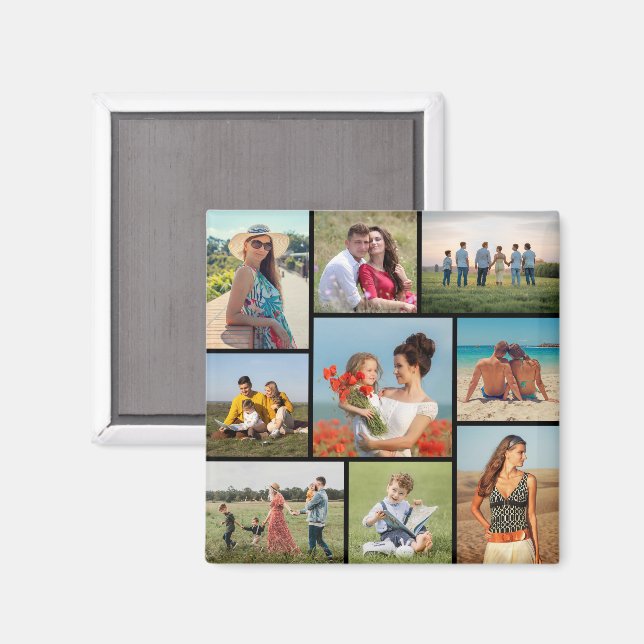 Create Your Own 9 Photo Collage Magnet (Front/Back)