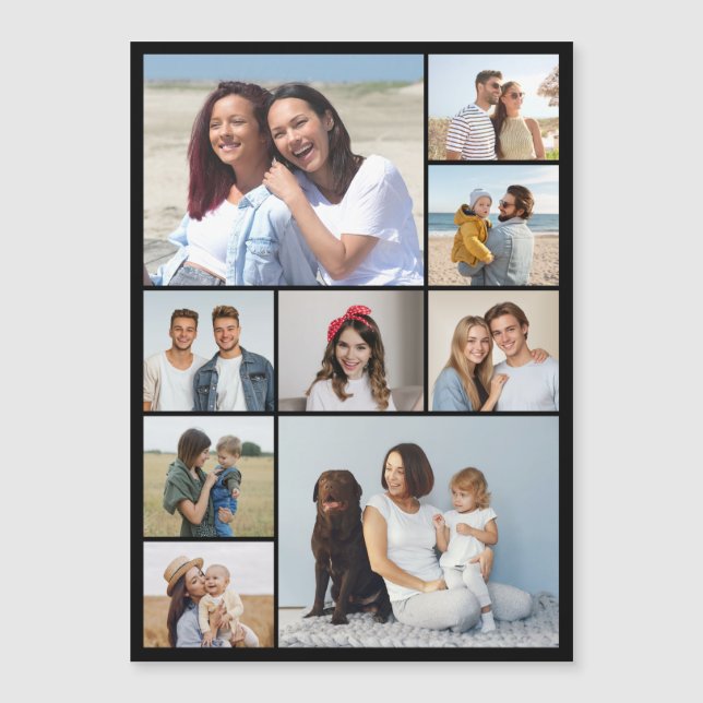 Create Your Own 9 Photo Collage Magnetic Card (Front)