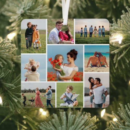 Create Your Own 9 Photo Collage Metal Ornament
